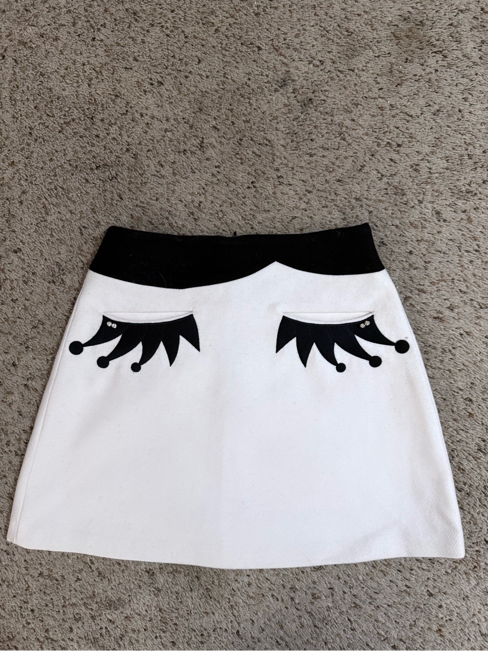 Whimsical Eyelash Embroidered A-Line  Mini Skirt